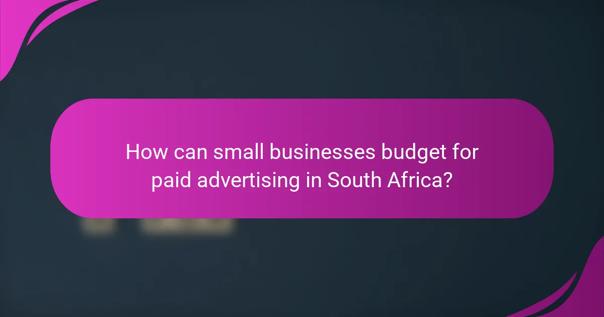 How can small businesses budget for paid advertising in South Africa?