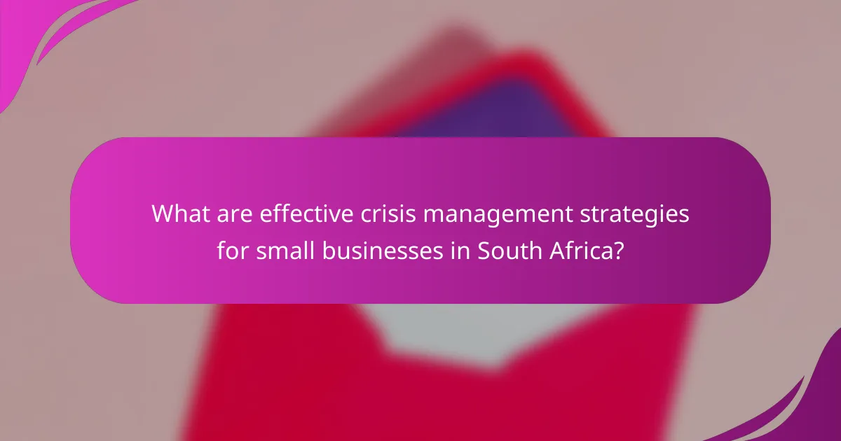 What are effective crisis management strategies for small businesses in South Africa?