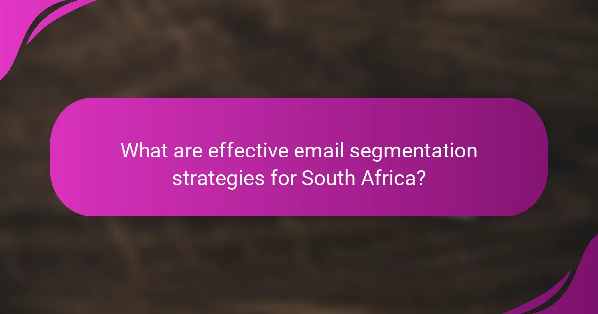 What are effective email segmentation strategies for South Africa?