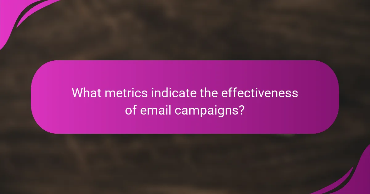 What metrics indicate the effectiveness of email campaigns?