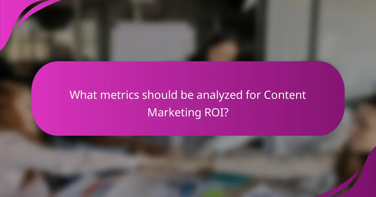 What metrics should be analyzed for Content Marketing ROI?
